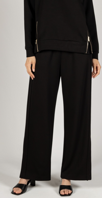 P. CILL Butter Modal Side Binding Wide Leg Pants: Black or Navy