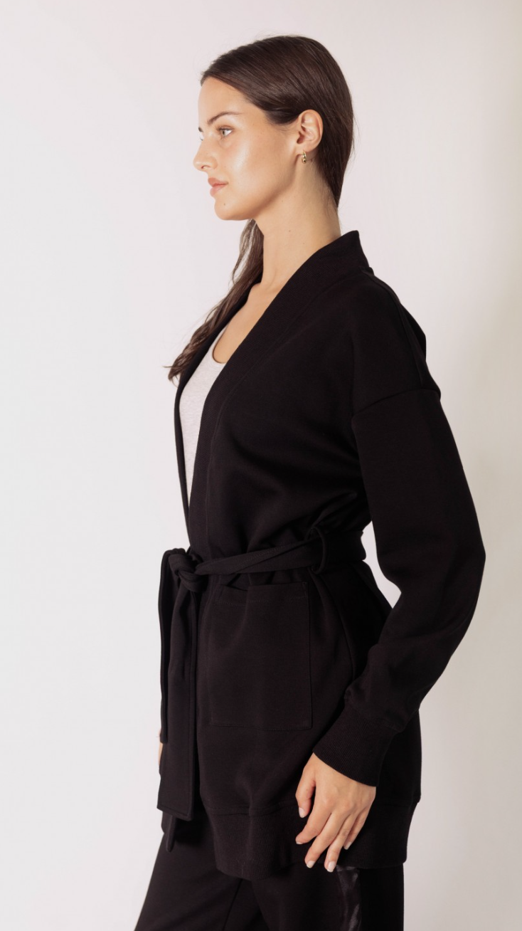 P. CILL Butter Modal Ribbed Contrast Robe