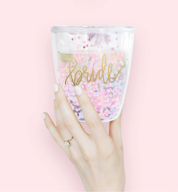 Glitter Wine Acrylic Glass Bride Tribe & Bride