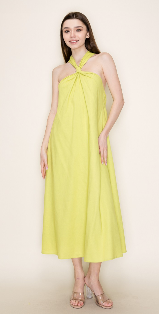 Carson Summer Light Linen Halter Midi Dress