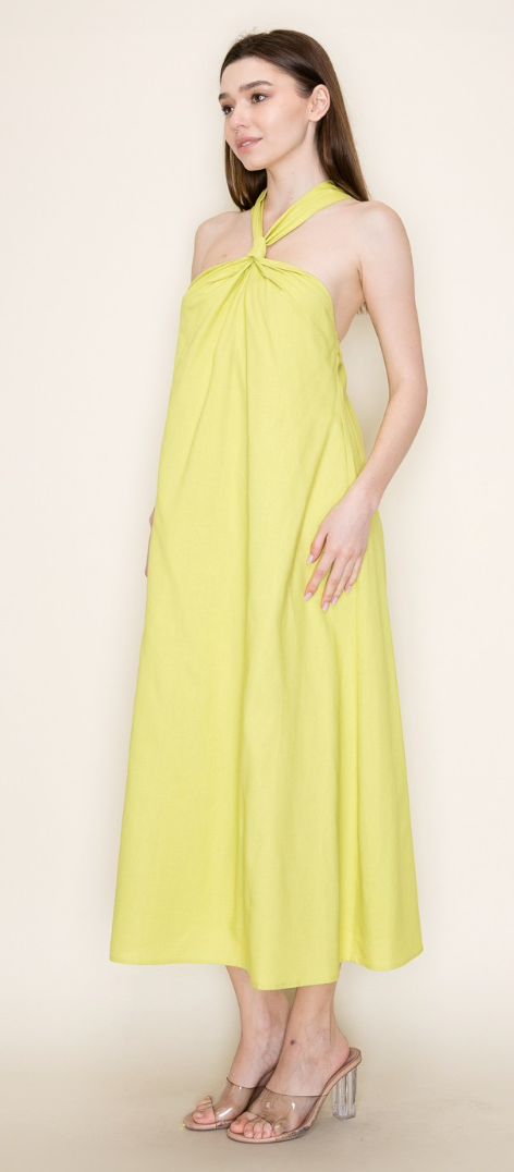 Carson Summer Light Linen Halter Midi Dress