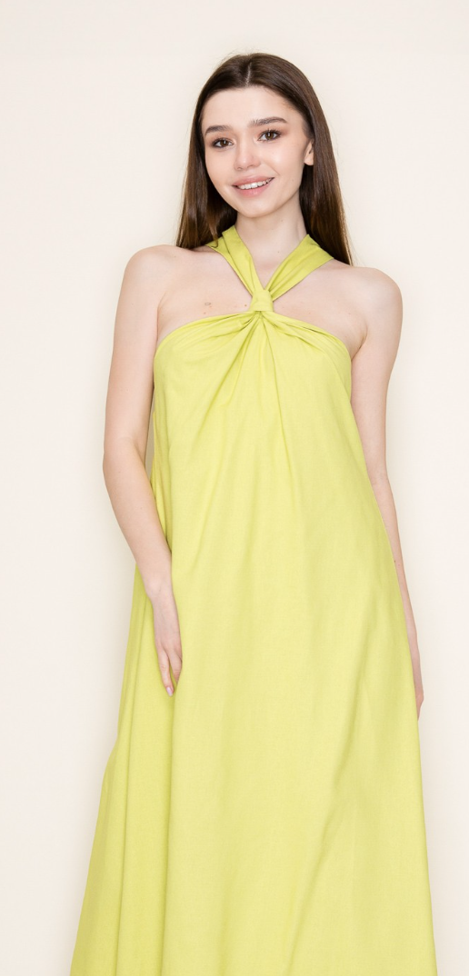 Carson Summer Light Linen Halter Midi Dress
