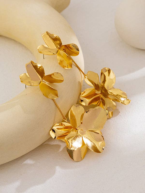 Flower Shape Drop Earrings Earrings Accessories: GOLD / One_size
