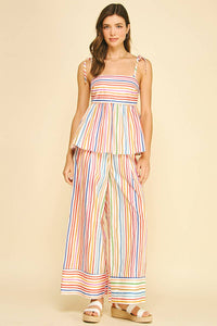 Mori RAINBOW STRIPE TIERED CAMI TOP－