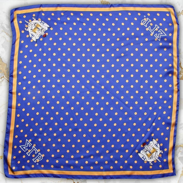Sigma Gamma Rho Sorority  Blue Yellow Polka Dot Square Sorority Scarf