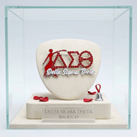 Delta Sigma Theta Red Fortitude Rhinestone Brooch: Red and White / Rhodium / 1.5 x 2.75 inches