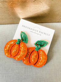 Pumpkin Beaded Southern Statement Earrings