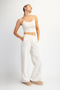FLEECE PLEATED TROUSER: True Red / S-M-L(2-2-2)