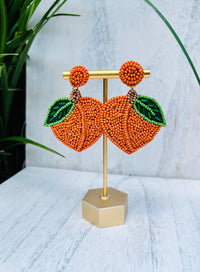 Peach Beaded Statement Earrings
