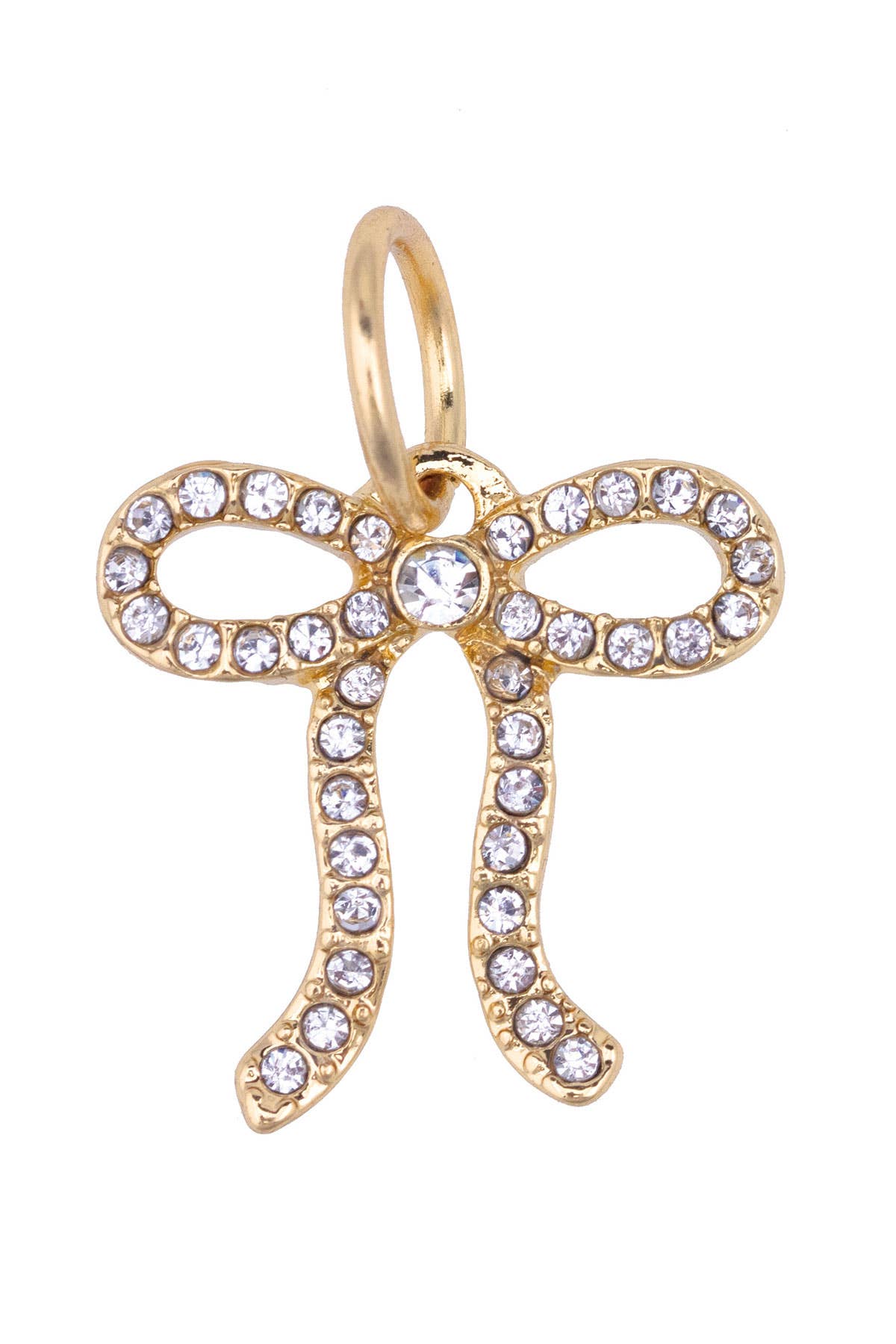CANVAS STYLE CHARM BAR-Pave Looped Bow Charm in Shiny Gold