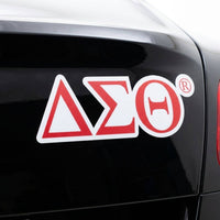 Delta Sigma Theta Greek Letter Car Bumper Magnet: Red and White / Multi Tone / 2.55 x 7.75 inches