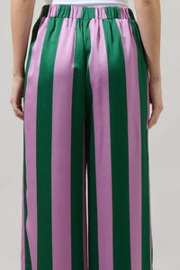 Pink & Green Rag Striped Wide Leg Pants