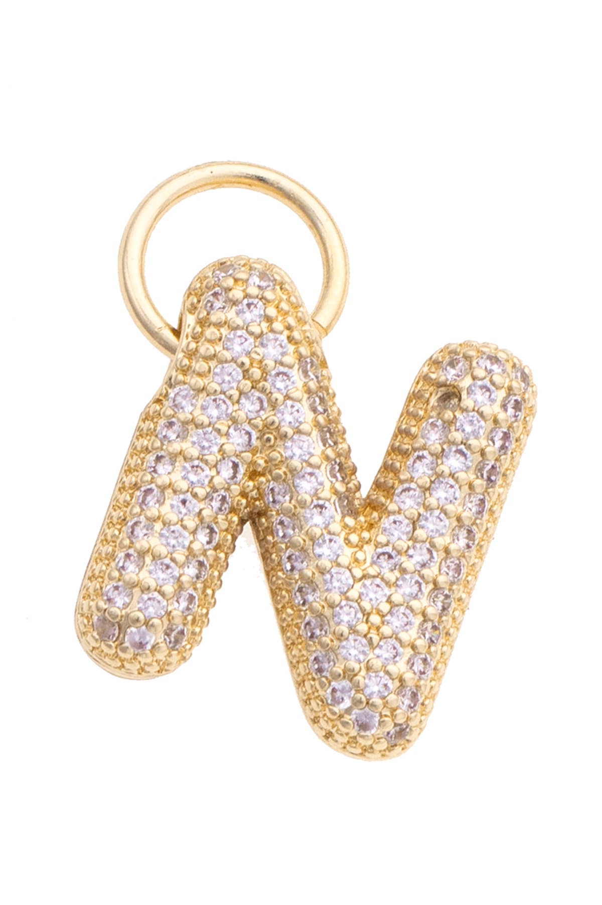 Canvas Style Charm Bar Letter Pave Initial Charm in Shiny Gold