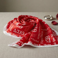 DST Long Red and White Graphic Rectangle Scarf: Color: Red / Plating: Multi Tone / Size: 64 x 16 inches