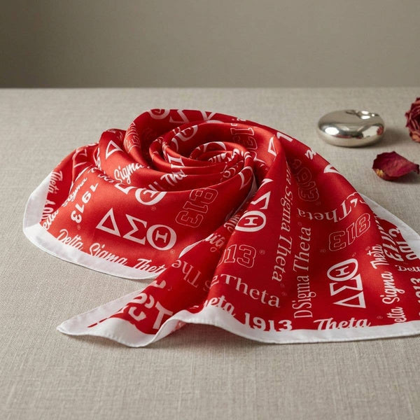 Delta Sigma Theta Sorority Long Red and White Graphic Rectangle Scarf