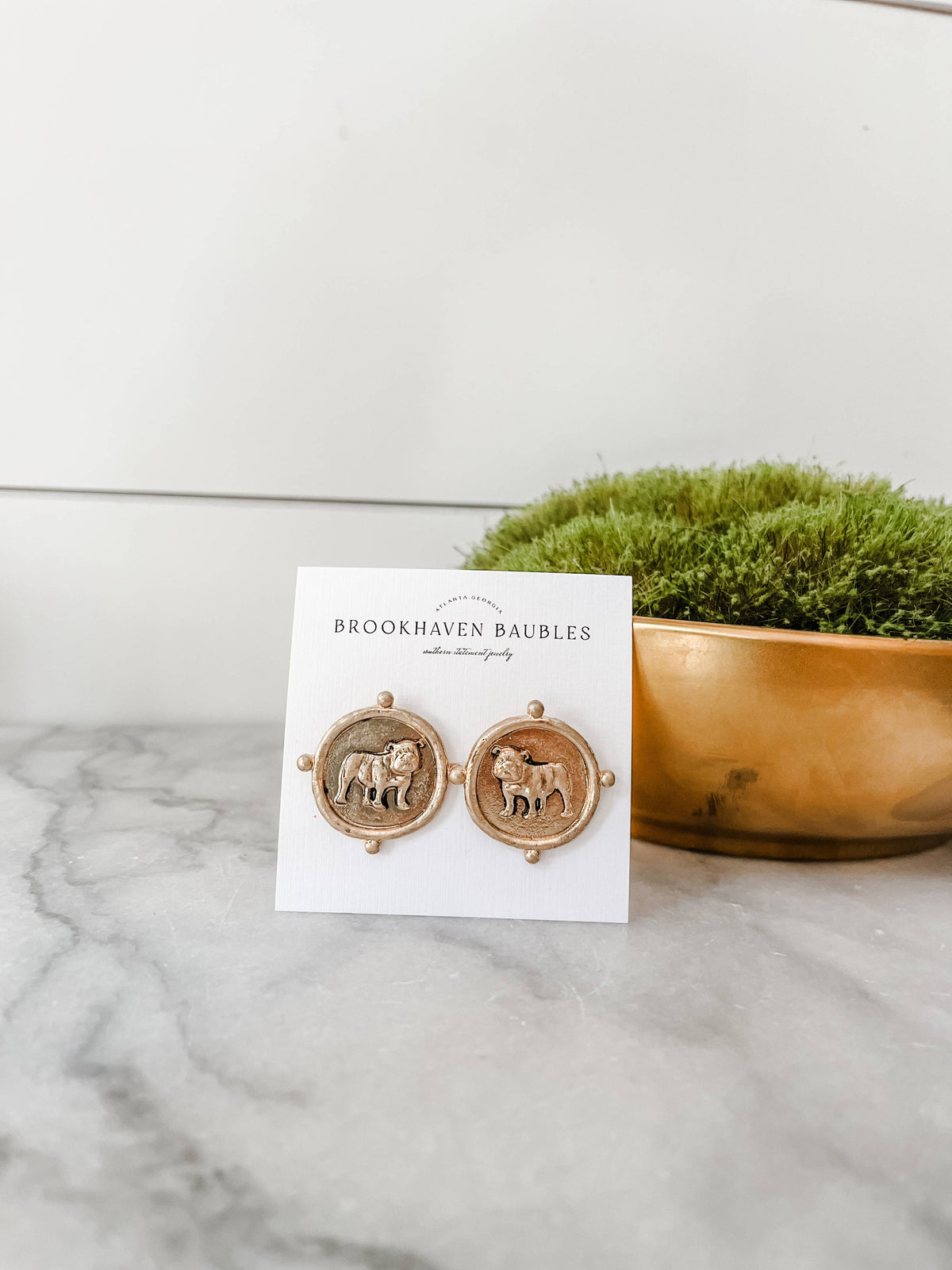 Georgia UGA Bulldog vintage gold signet coin Earrings 