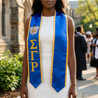 SGRHO Print Legacy Honor Stole in Blue with Gold: Color: Gold and Blue / Plating: Multi Tone / Size: 72 x 5 inches