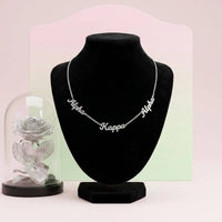 Alpha Kappa Alpha Silver Script Chain Necklace: Silver / Rhodium / 17 + 2 inches