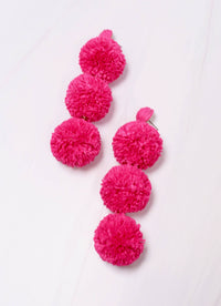 Buford Pom Pom Drop Earring HOT PINK, TURQUOISE or RED