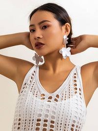 Flower Shape Drop Earrings Earrings Accessories: FUCHSIA / One_size