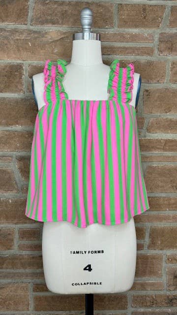 ZOEY CABANA  PINK & GREEN STRIPE