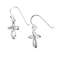 Earrings Woman of God  Ribbon Cross Silver-Plated