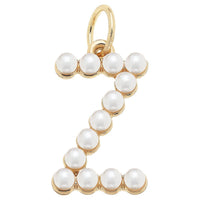 Pearl-Studded Letter Charm in Ivory: I