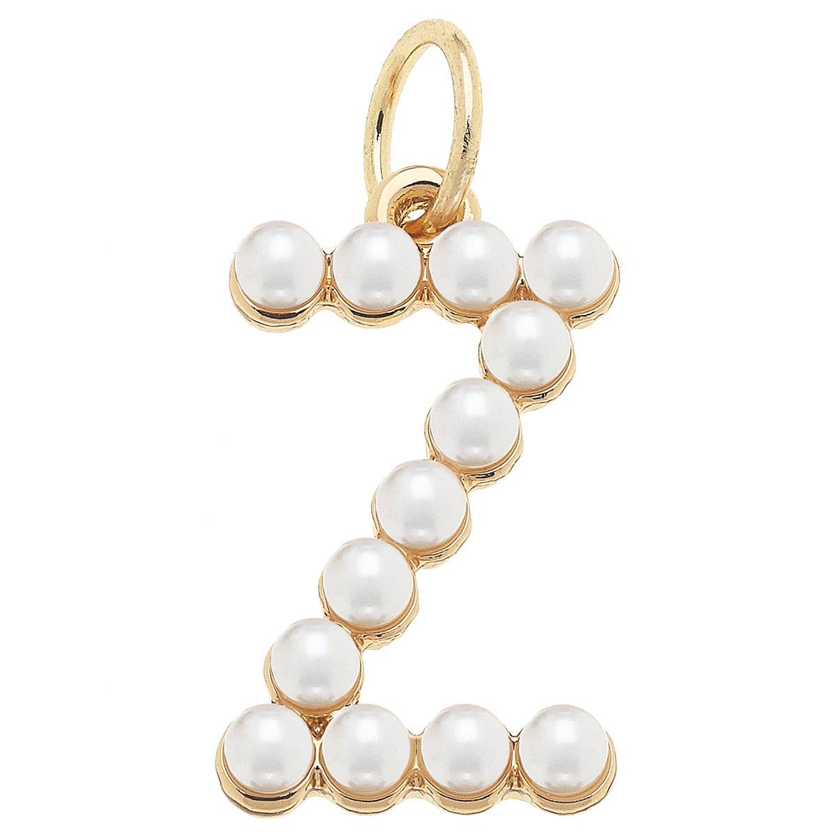 Pearl-Studded Letter Charm in Ivory: G
