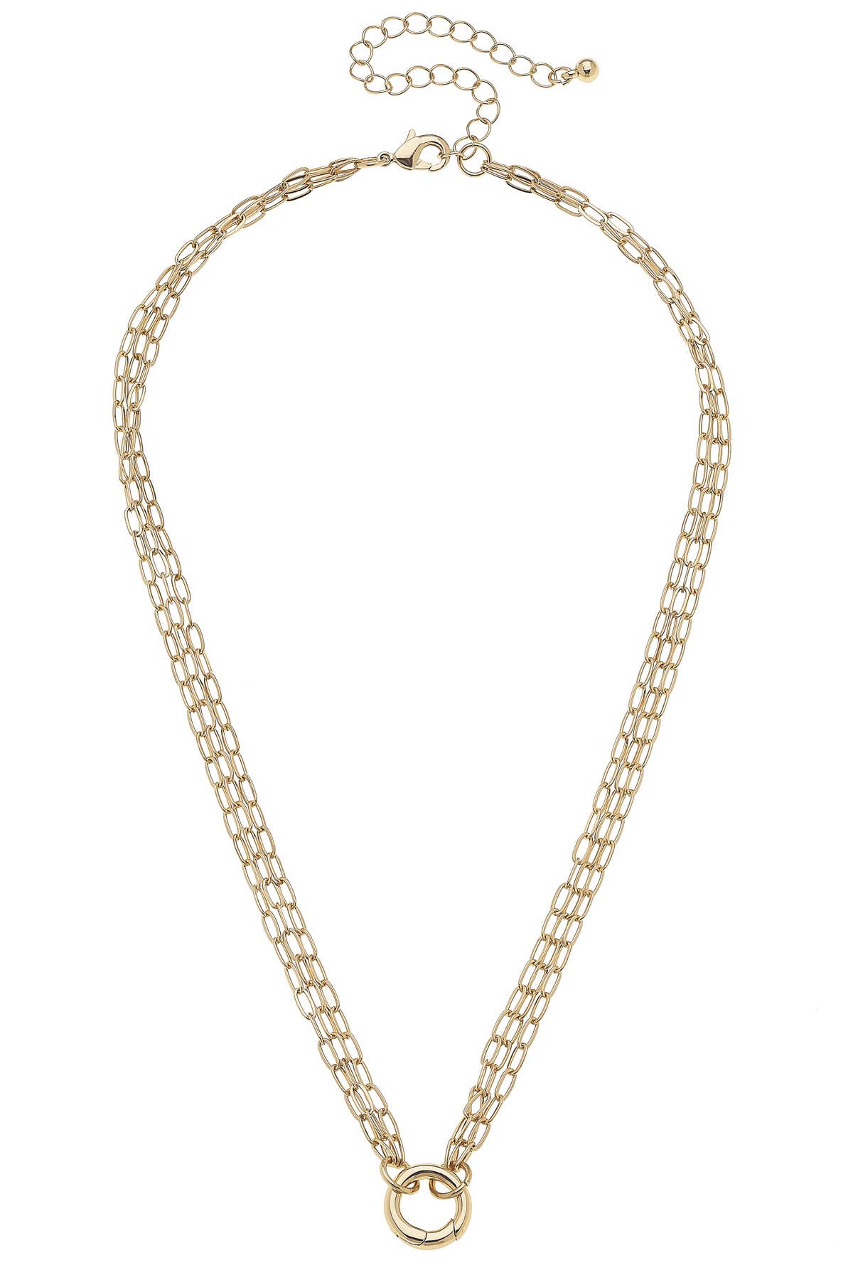CANVAS STYLE CHARM BAR - Celia 3-Row Dainty Charm Necklace Base in Shiny Gold