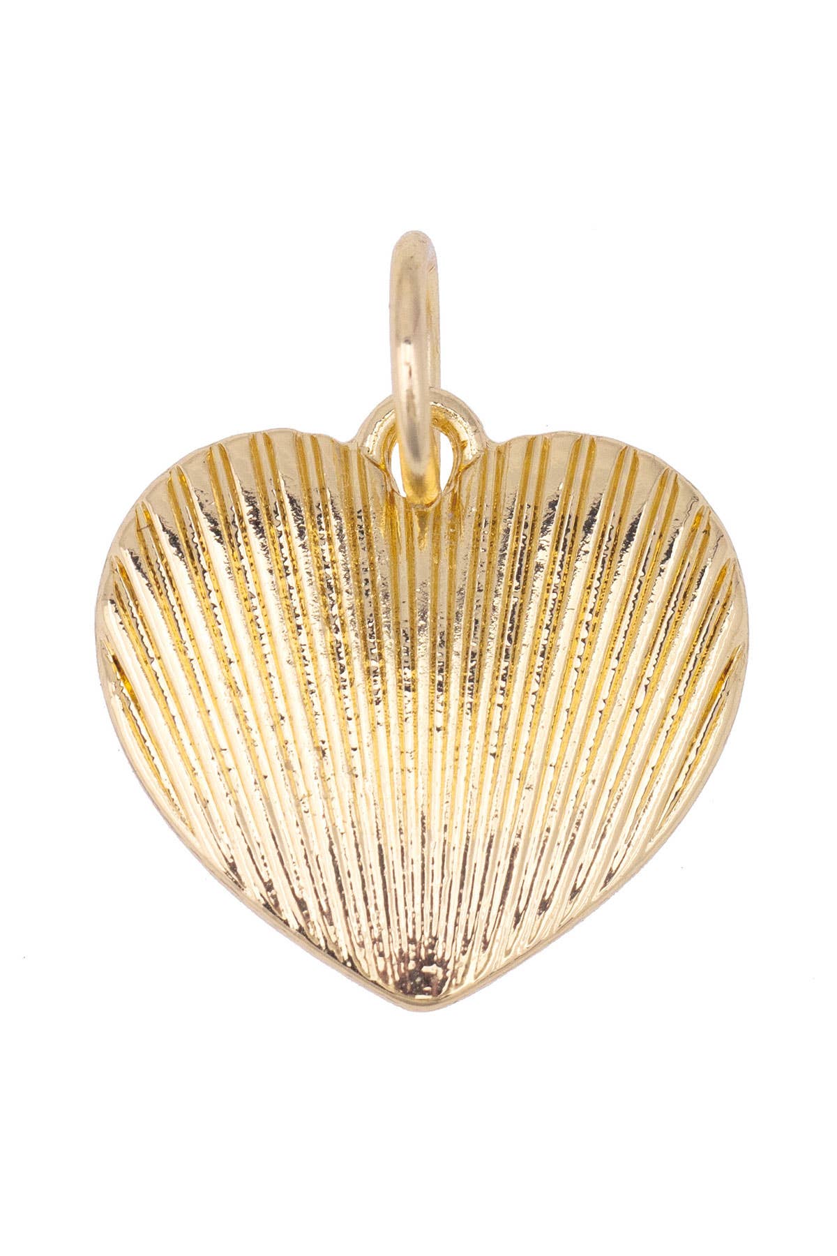 CANVAS STYLE CHARM BAR-Ribbed Heart Charm in Shiny Gold