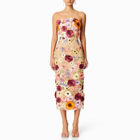 Lucy Floral Embroidered Slim Tube Dress