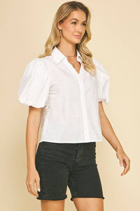 BRENDA BUBBLE SLEEVE BLOUSE TOP
