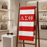DST Red and White Microfiber Stripe Beach Towel