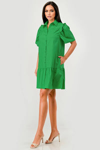 Cindy Short Sleeve Collared Button Down Dress