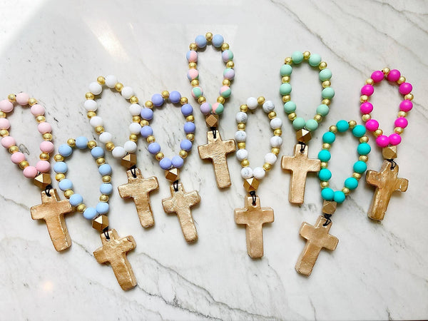 Prayer Beads with Gold: Mint