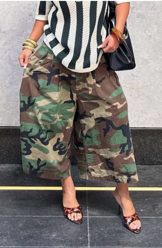 Alex Camouflage Utility Wide-leg Pants