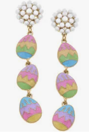 Linked Easter Eggs Enamel Earrings