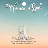 Earrings Woman of God  Ribbon Cross Silver-Plated