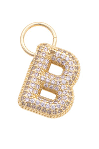 Canvas Style Charm Bar Letter Pave Initial Charm in Shiny Gold
