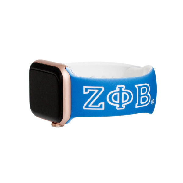ZPB Sorority Blue White 1920 Watch Band Strap: Blue and White / Rhodium / Adjustable