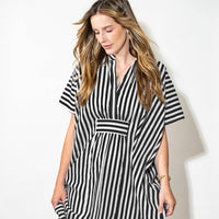 Margot Stripe Kaftan Black + White Wholesale