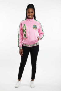 AKA Greek Apparel Pink Zip Up Track Jacket