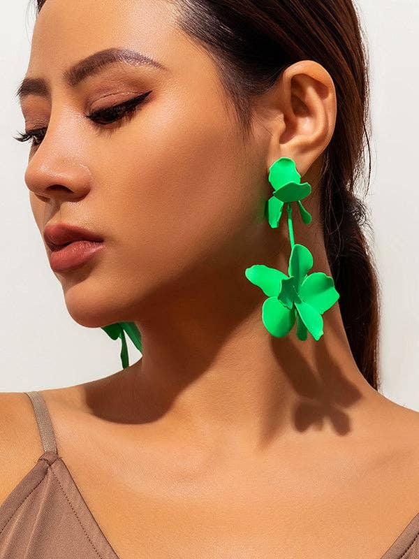 Flower Shape Drop Earrings Earrings Accessories: FUCHSIA / One_size