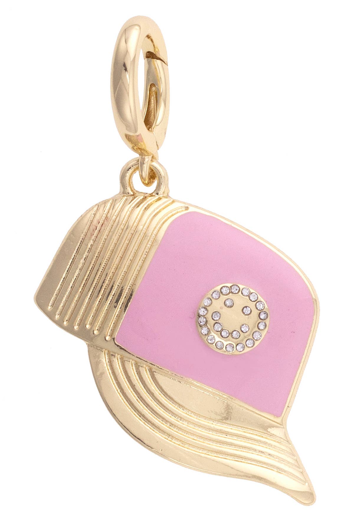 Canvas Style Charm Bar-Smiley Face Trucker Hat Pendant Charm in Light Pink
