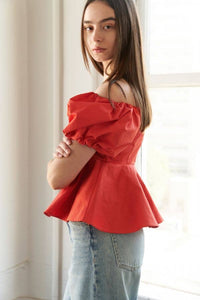 Vicki off the Shoulder Orange top
