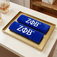 Zeta Phi Beta Blue Seat Belt Cover Set: Blue and White / Multi Tone / 9.5 x 2.5 inches
