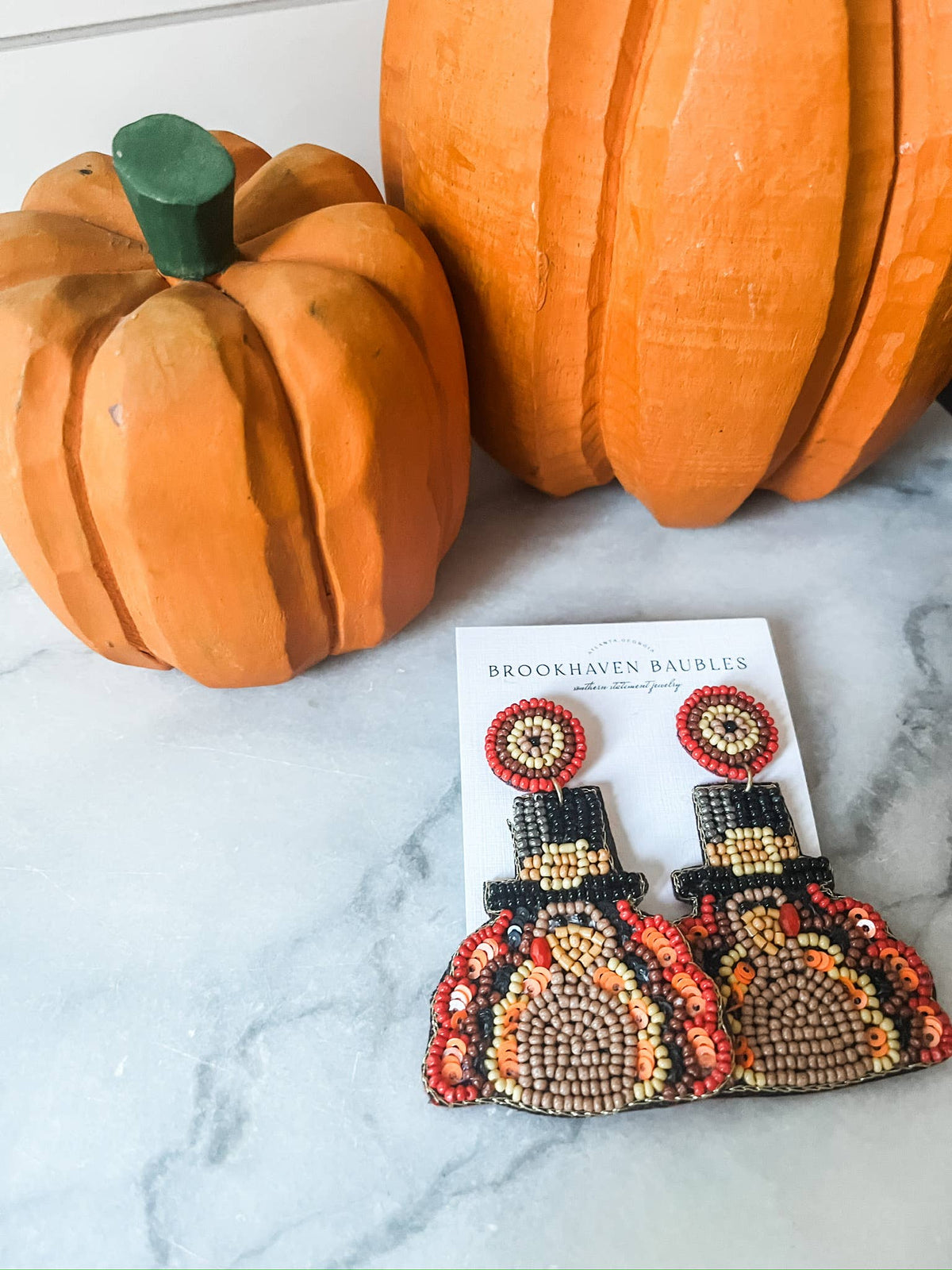 Thanksgiving Turkey Beaded Earrings 