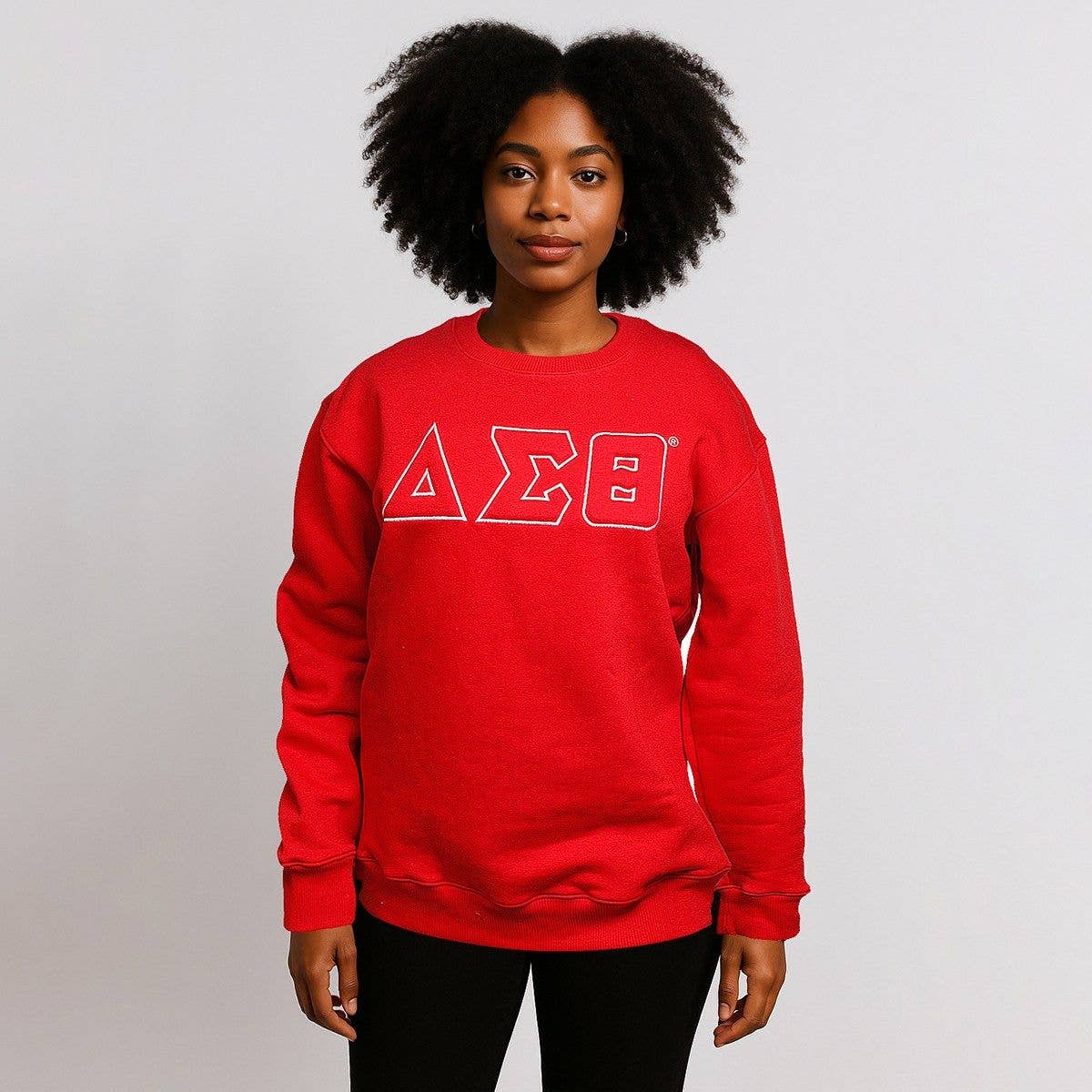 DST Greek Gear M Red Embroidered Crew Sweatshirt