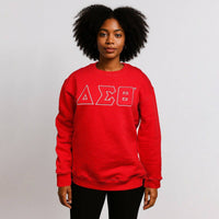 DST Greek Gear M Red Embroidered Crew Sweatshirt