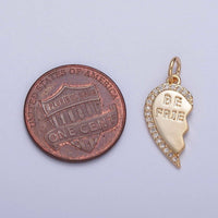16K Gold Filled Best Friends Micro Paved Cubic Zirconia Breakable Heart Charm Set For Jewelry Making | X-228